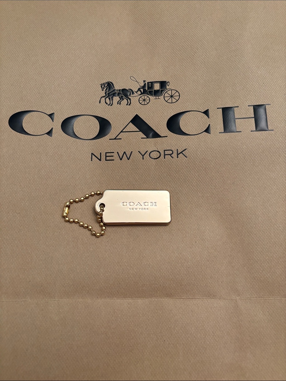 Coach Gold Tone Metal Dog Tag Charm